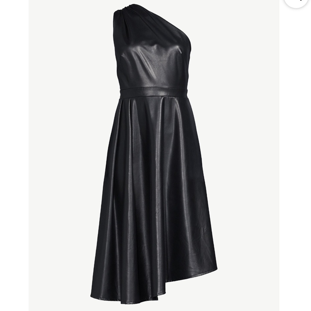 NWT Sofia Vergara Women's One Shoulder Black Faux Leather Dress Size 20